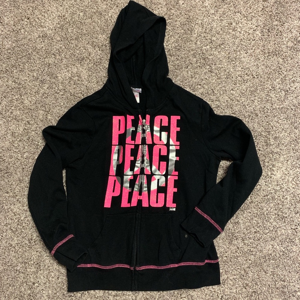 Zip-front graphic hoodie